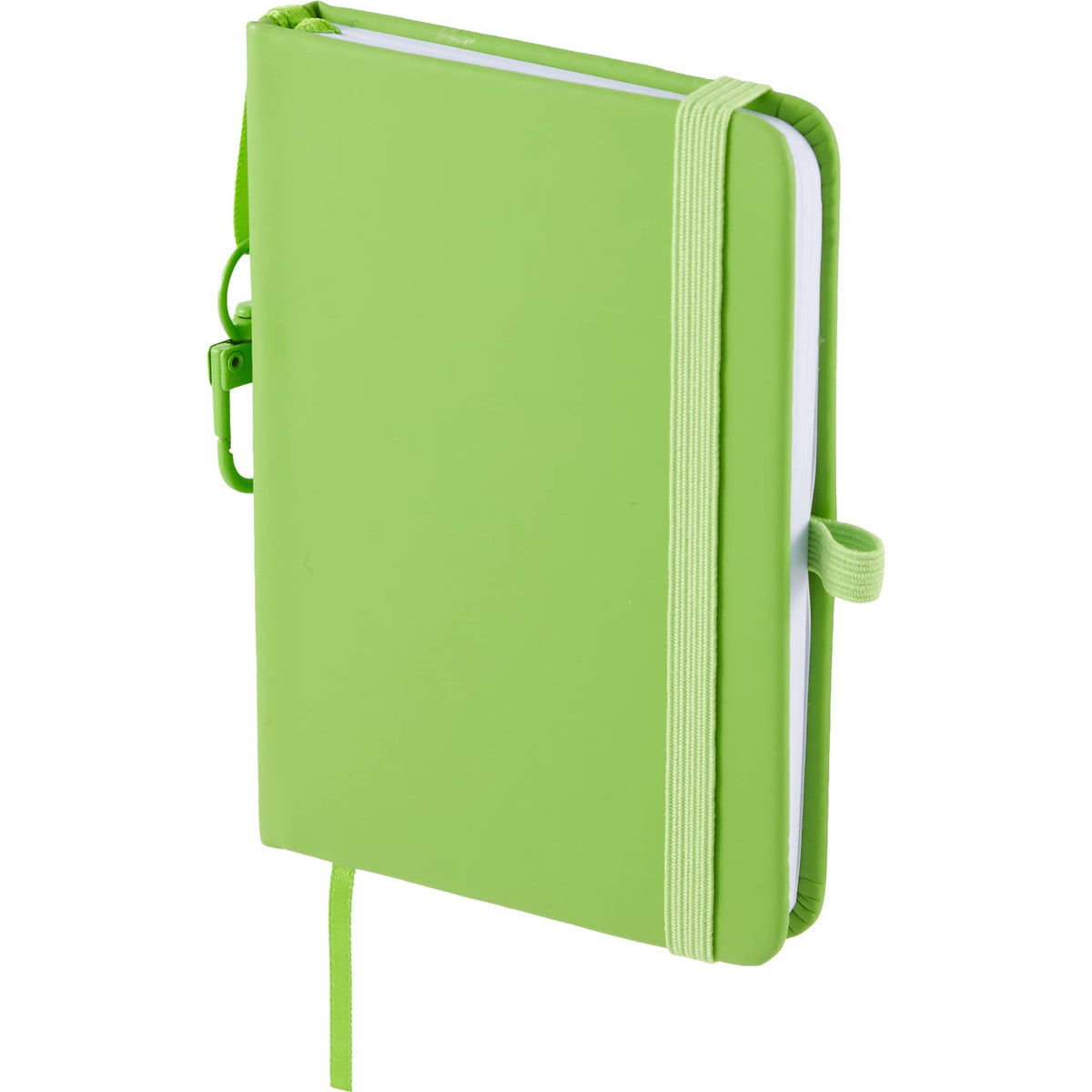 Mini Clip-On Notebook with Recycled Cover, 3 x 4 Inches - Lime - Left Angle