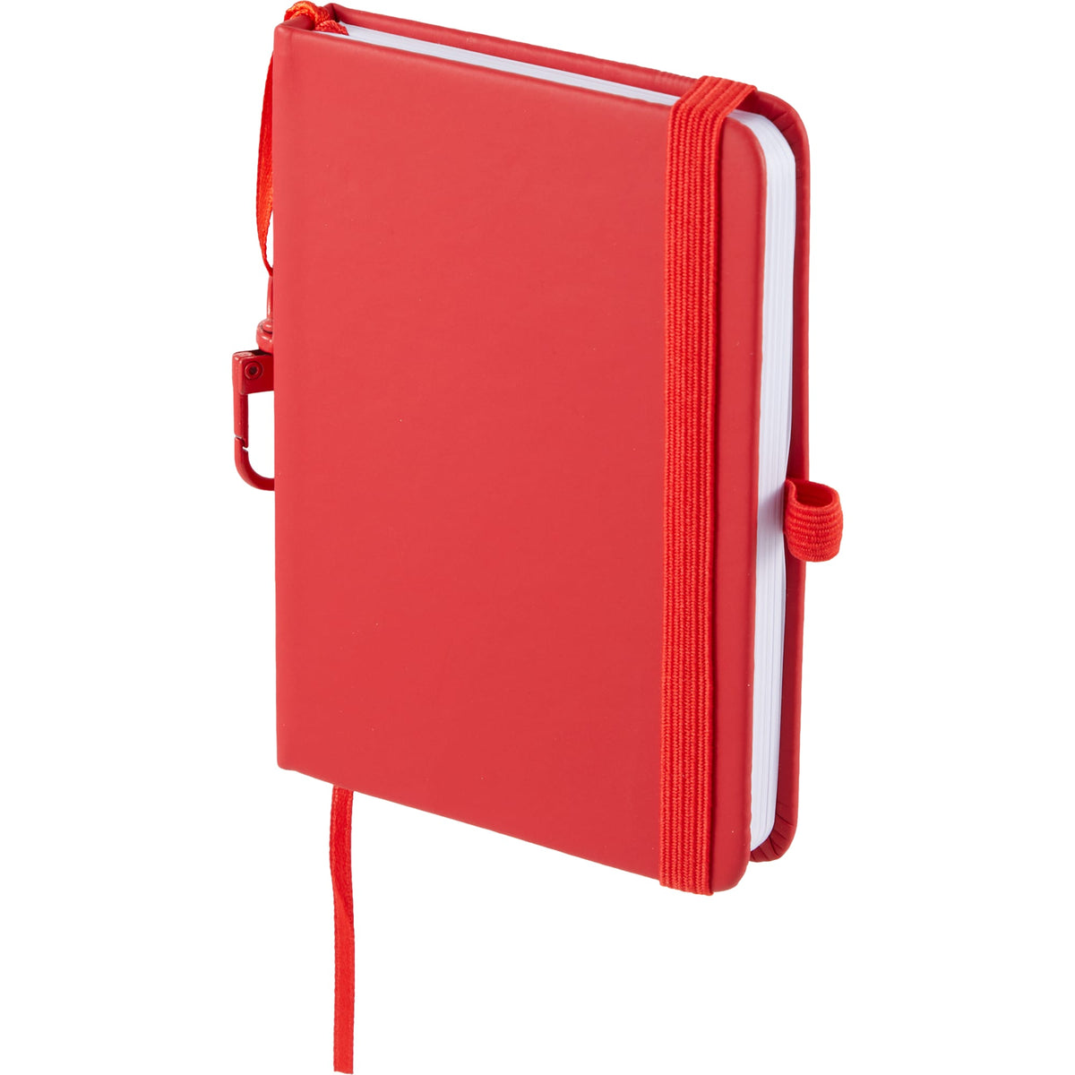 Mini Clip-On Notebook with Recycled Cover, 3 x 4 Inches - Red - Left Angle