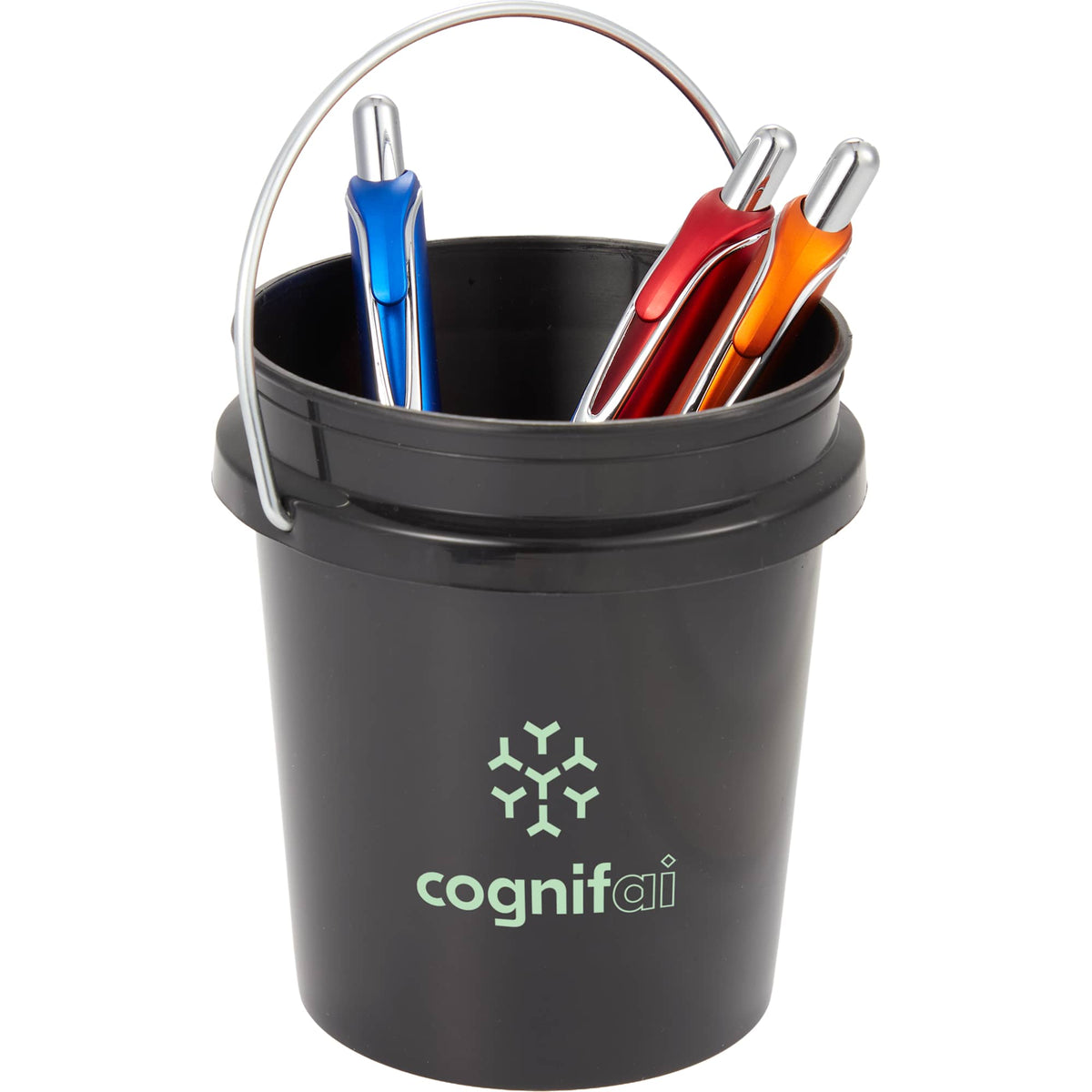 Mini Desk Bucket with Metal Handle, 0.4 qt - Black - Detail