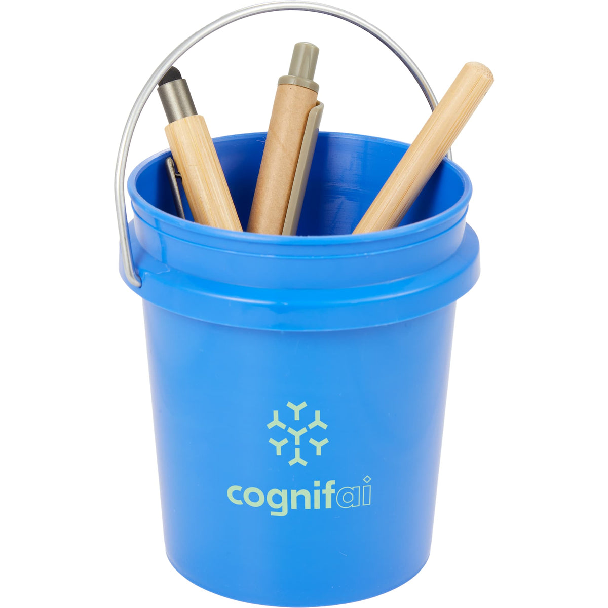 Mini Desk Bucket with Metal Handle, 0.4 qt - Blue - Detail