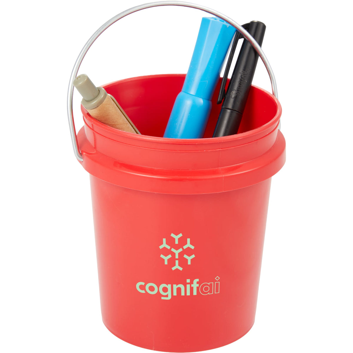 Mini Desk Bucket with Metal Handle, 0.4 qt - RED - Detail