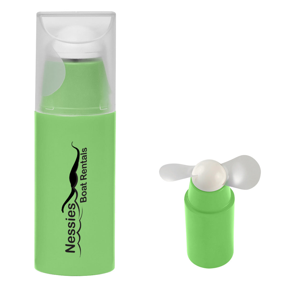 Mini Fan with a Removable Cap - Lime Green - Pad Print