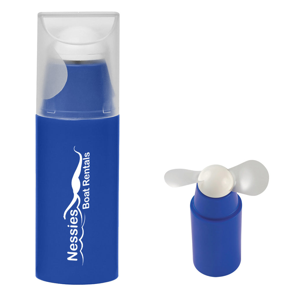 Mini Fan with a Removable Cap - Royal Blue - Pad Print