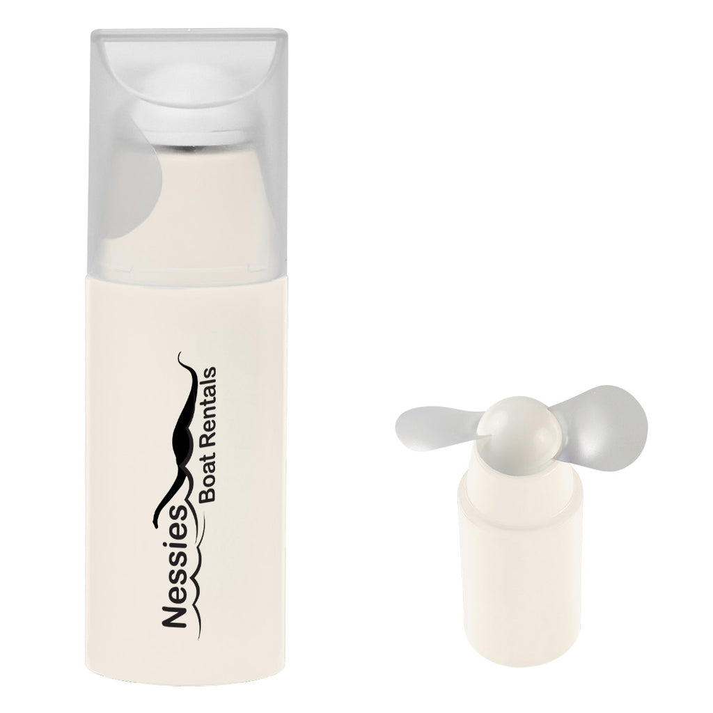 Mini Fan with a Removable Cap - White - Pad Print