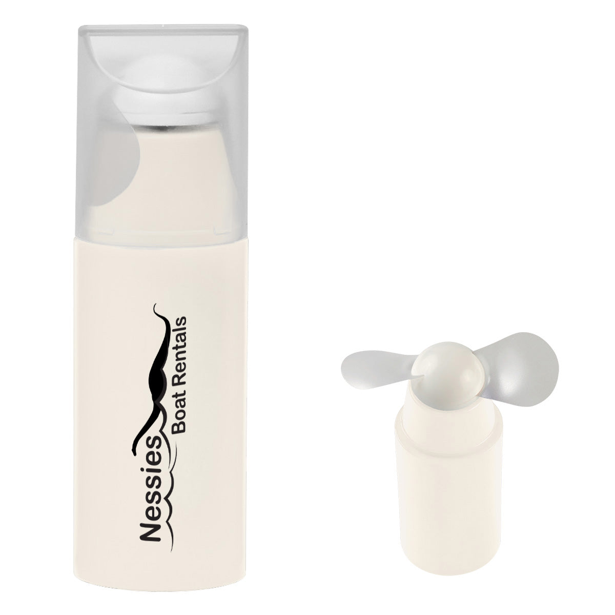 Mini Fan with a Removable Cap - White - Pad Print