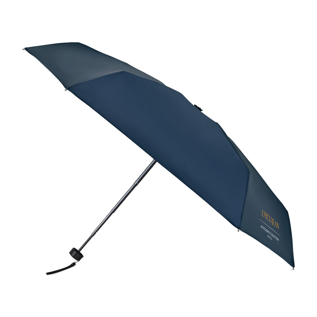 Mini Folding Umbrella in Recycled PET, 39 Inch Transfer - Navy - View 1