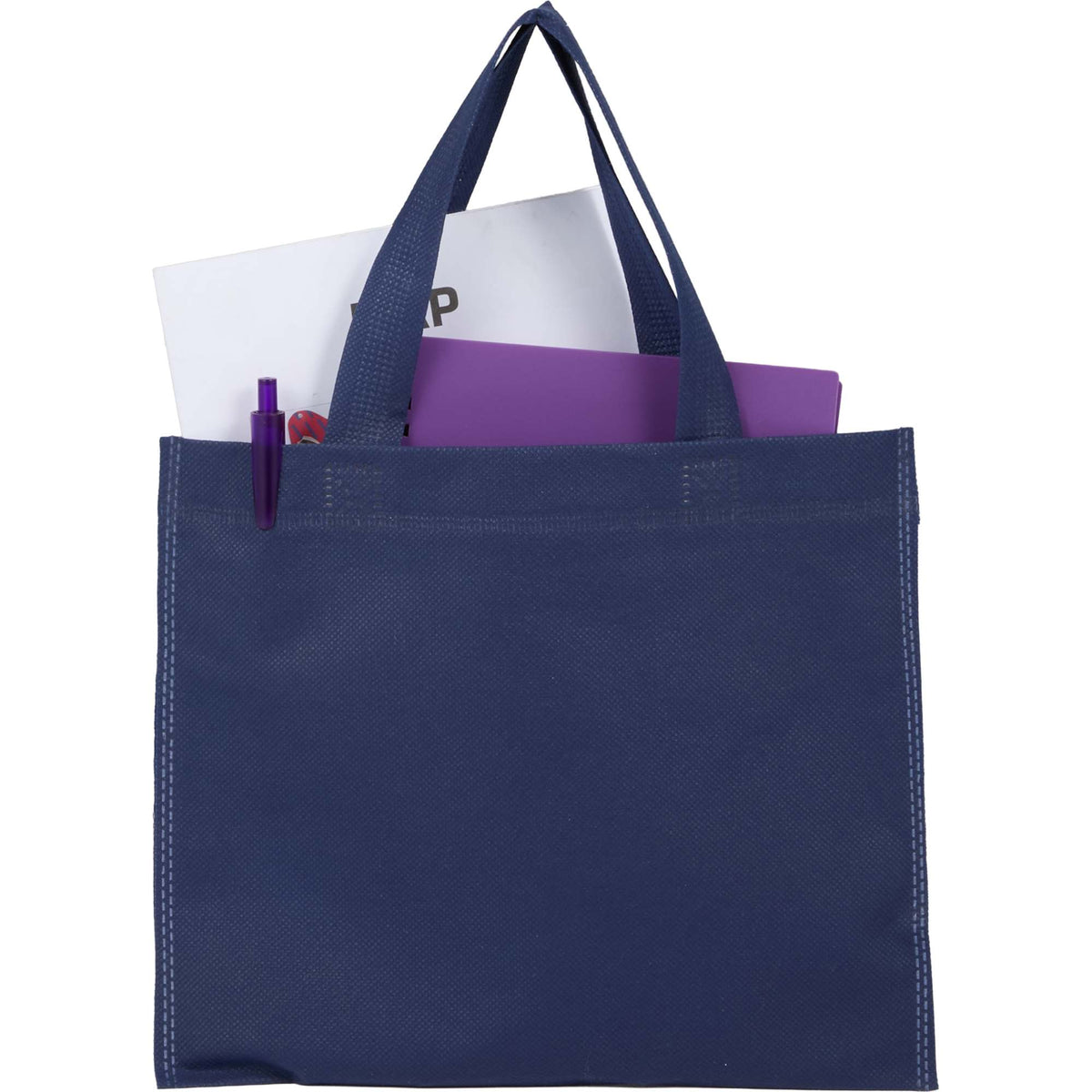 Mini Heat-Sealed Gift Tote, 8.25 x 9.8 Inches Full Color - Navy - Propped 2