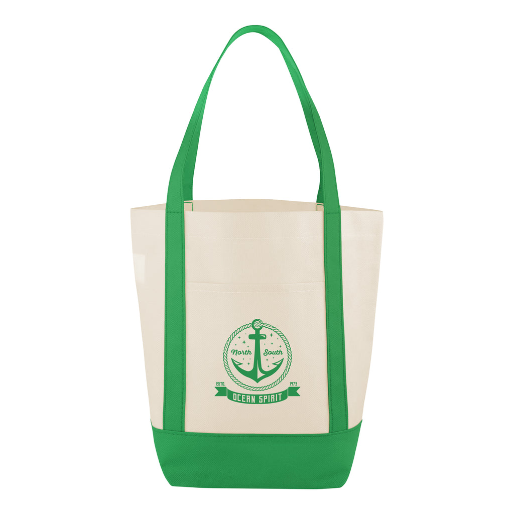 Mini Helm Shopper Tote Bag, Non-Woven - Green - Silk Screen