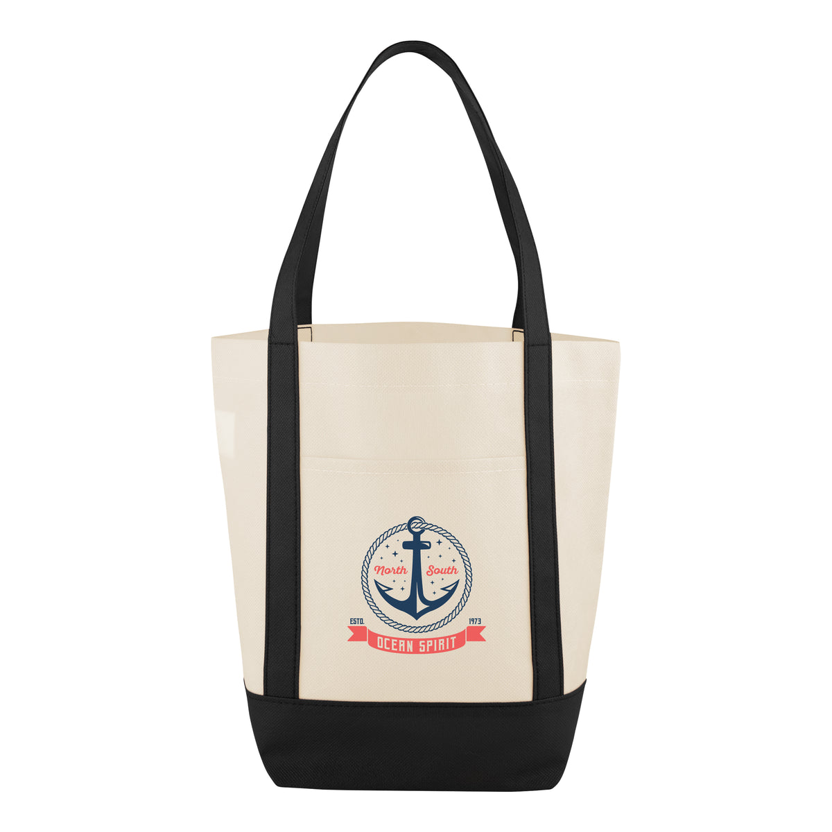 Mini Helm Shopper Tote Bag, Non-Woven - Natural with Black - Clorbrite