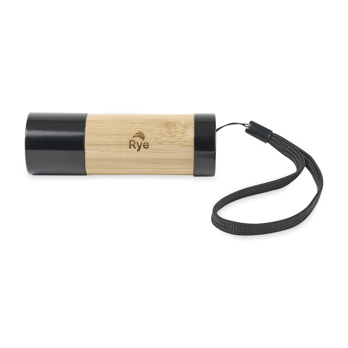 Mini LED Flashlight in Aluminum and Bamboo Laser Engraving - Black/Fresh Bamboo - View 2