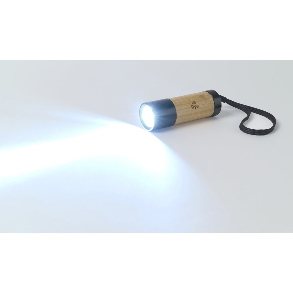 Mini LED Flashlight in Aluminum and Bamboo Laser Engraving - Black/Fresh Bamboo - View 4