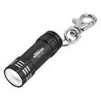 Mini LED Flashlight with Key Clip, Aluminum - Black - Laser Engraving