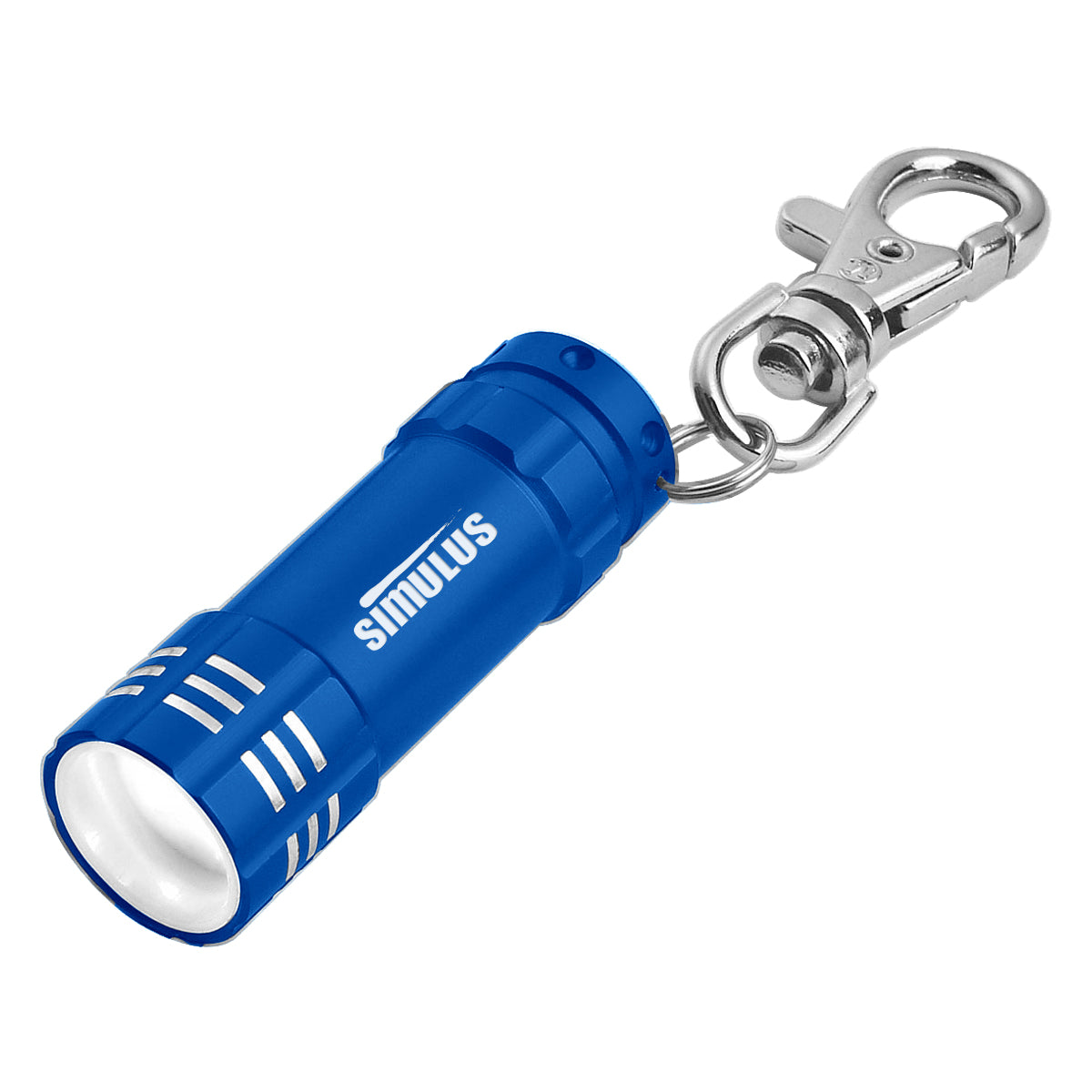 Mini LED Flashlight with Key Clip, Aluminum - Blue - Laser Engraving