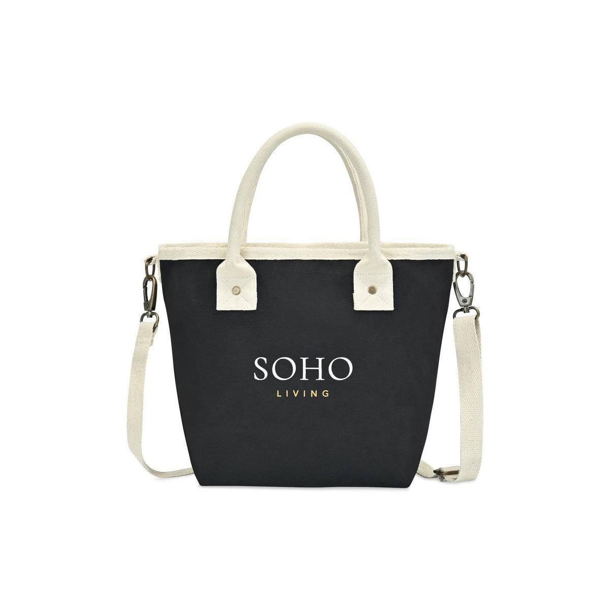 Mini Market Street Canvas Crossbody Tote Embroidery - Black - View 1