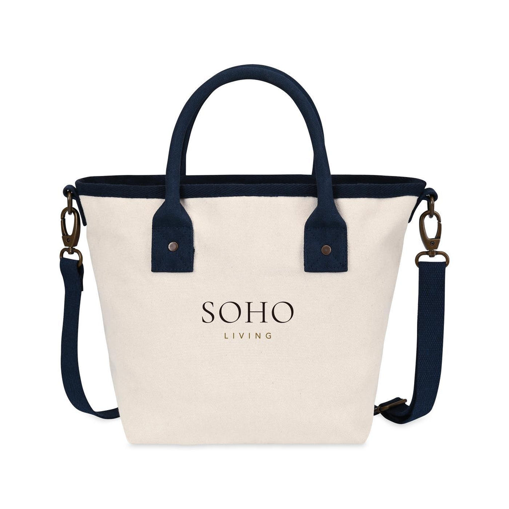 Mini Market Street Canvas Crossbody Tote Embroidery - Navy - View 1
