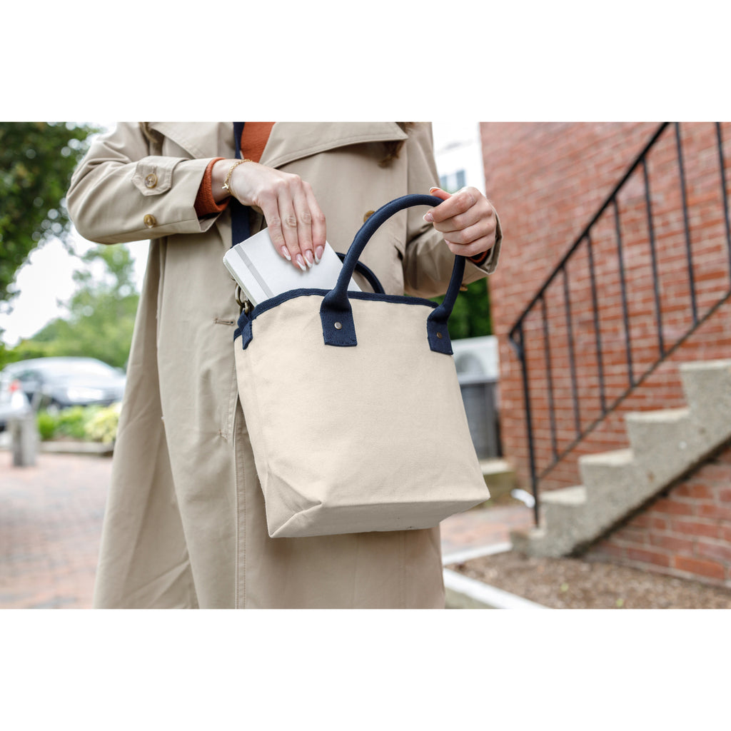 Mini Market Street Canvas Crossbody Tote Embroidery - Navy - View 4