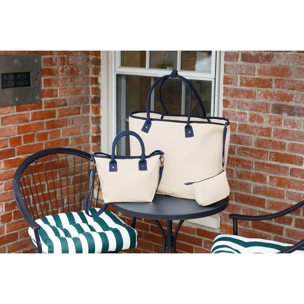 Mini Market Street Canvas Crossbody Tote Embroidery - Navy - View 5