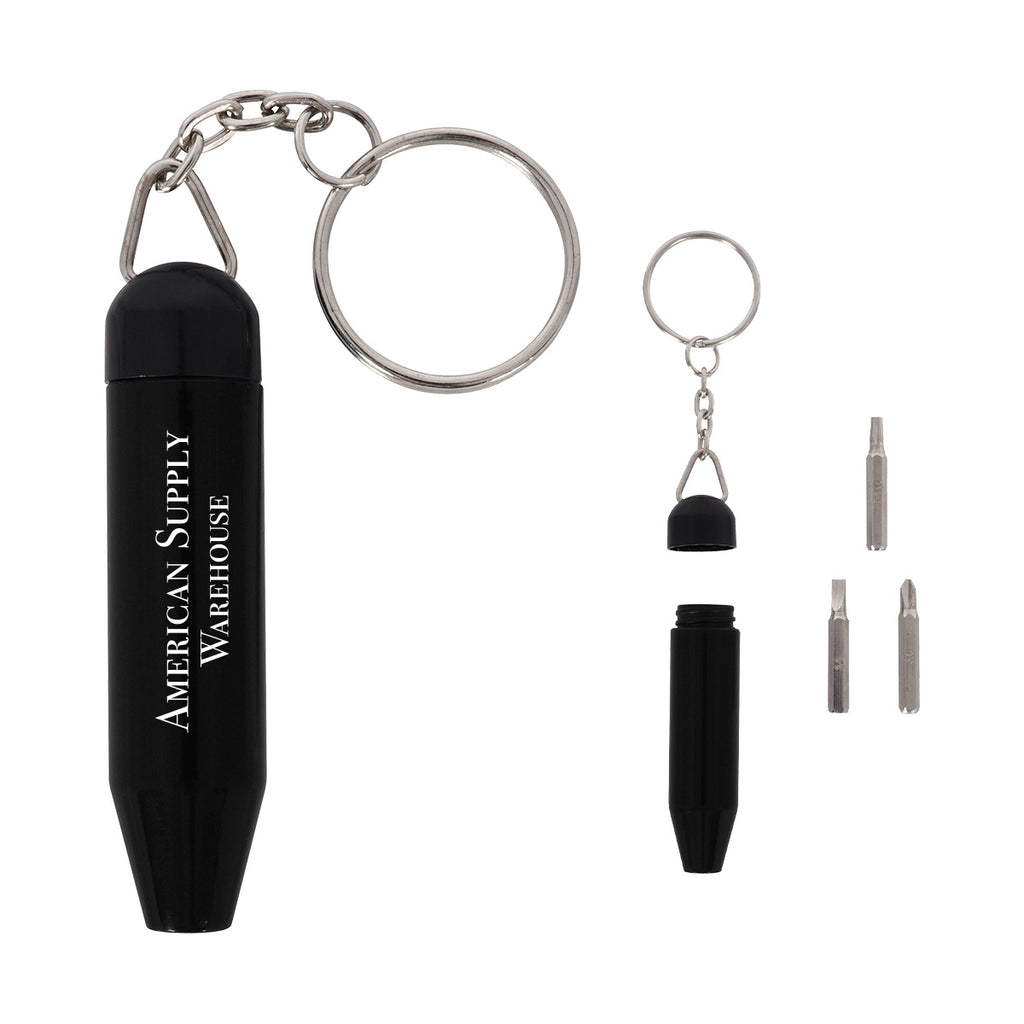 Mini Multi-Tool Keychain Kit, Logo Printed - Black - Silk Screen