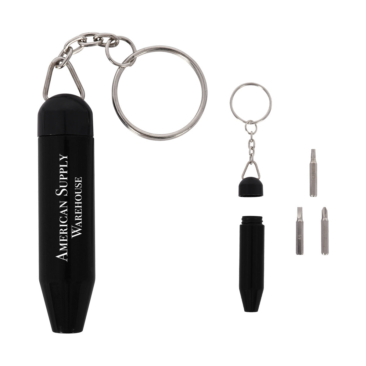 Mini Multi-Tool Keychain Kit, Logo Printed - Black - Silk Screen