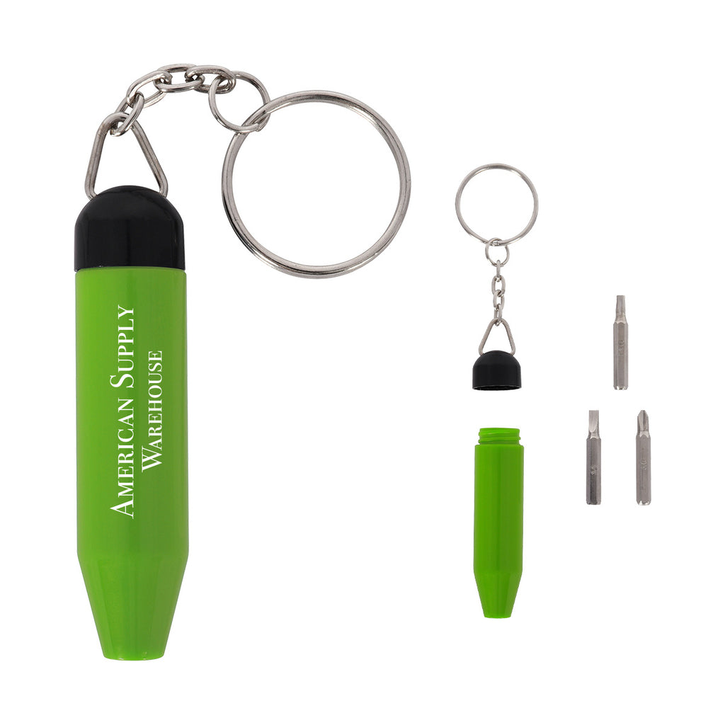Mini Multi-Tool Keychain Kit, Logo Printed - Lime Green - Silk Screen