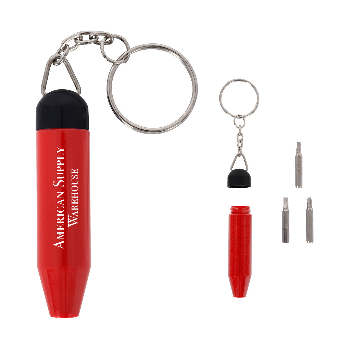 Mini Multi-Tool Keychain Kit, Logo Printed - Red - Silk Screen