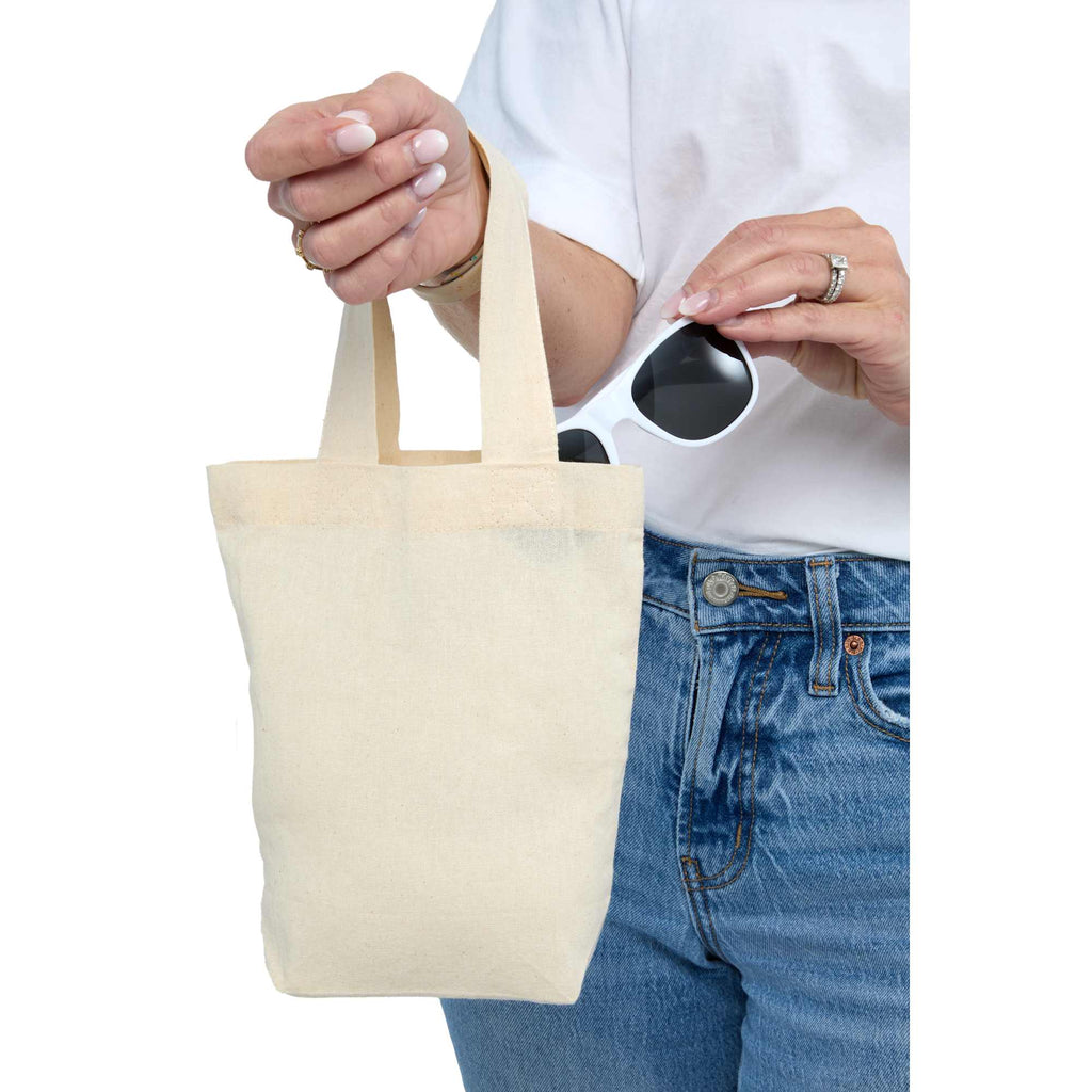 Mini Organic Cotton Tote, 4 oz Full Color - Natural - Scale