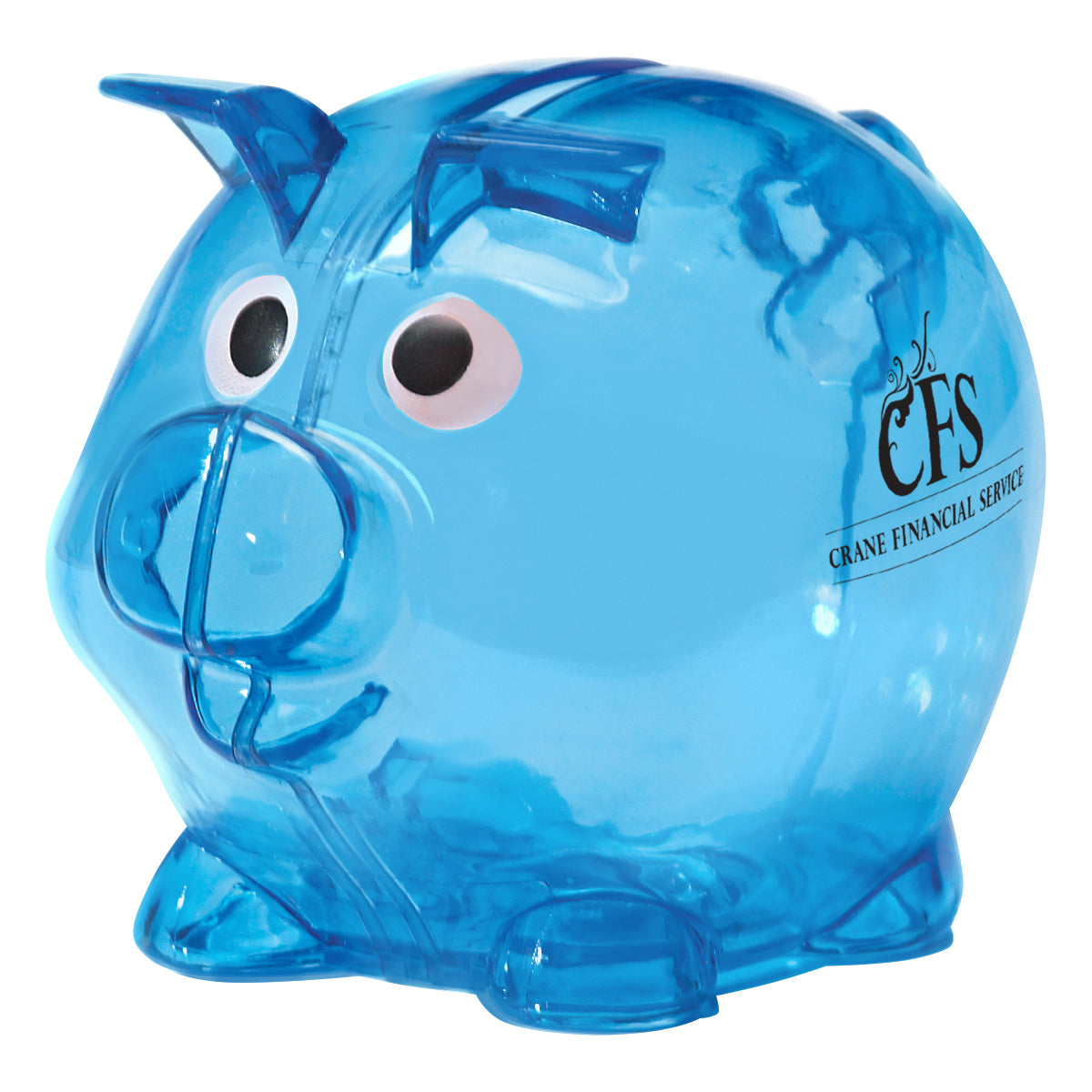 Mini Piggy Bank in Recycled Plastic - Blue - Pad Print
