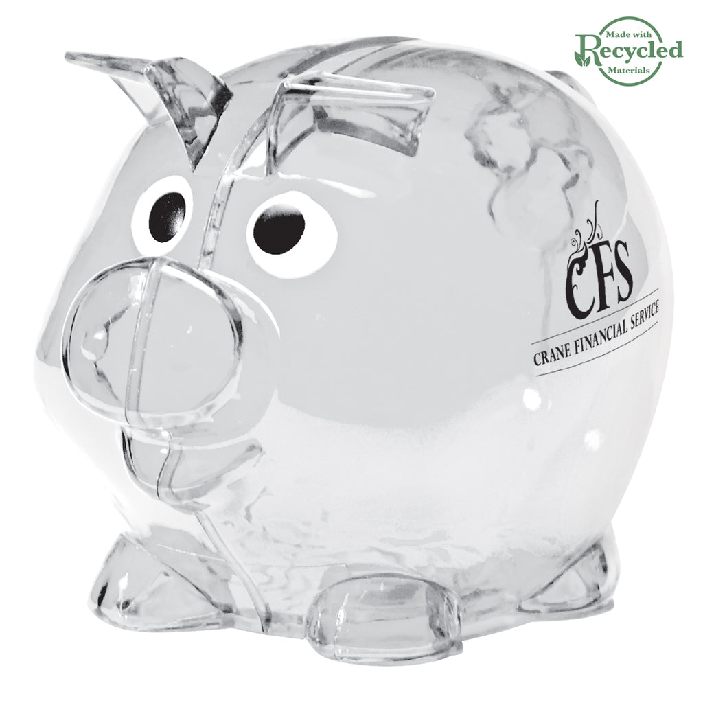 Mini Piggy Bank in Recycled Plastic - Clear - Pad Print