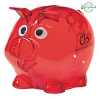 Mini Piggy Bank in Recycled Plastic - Red - Pad Print