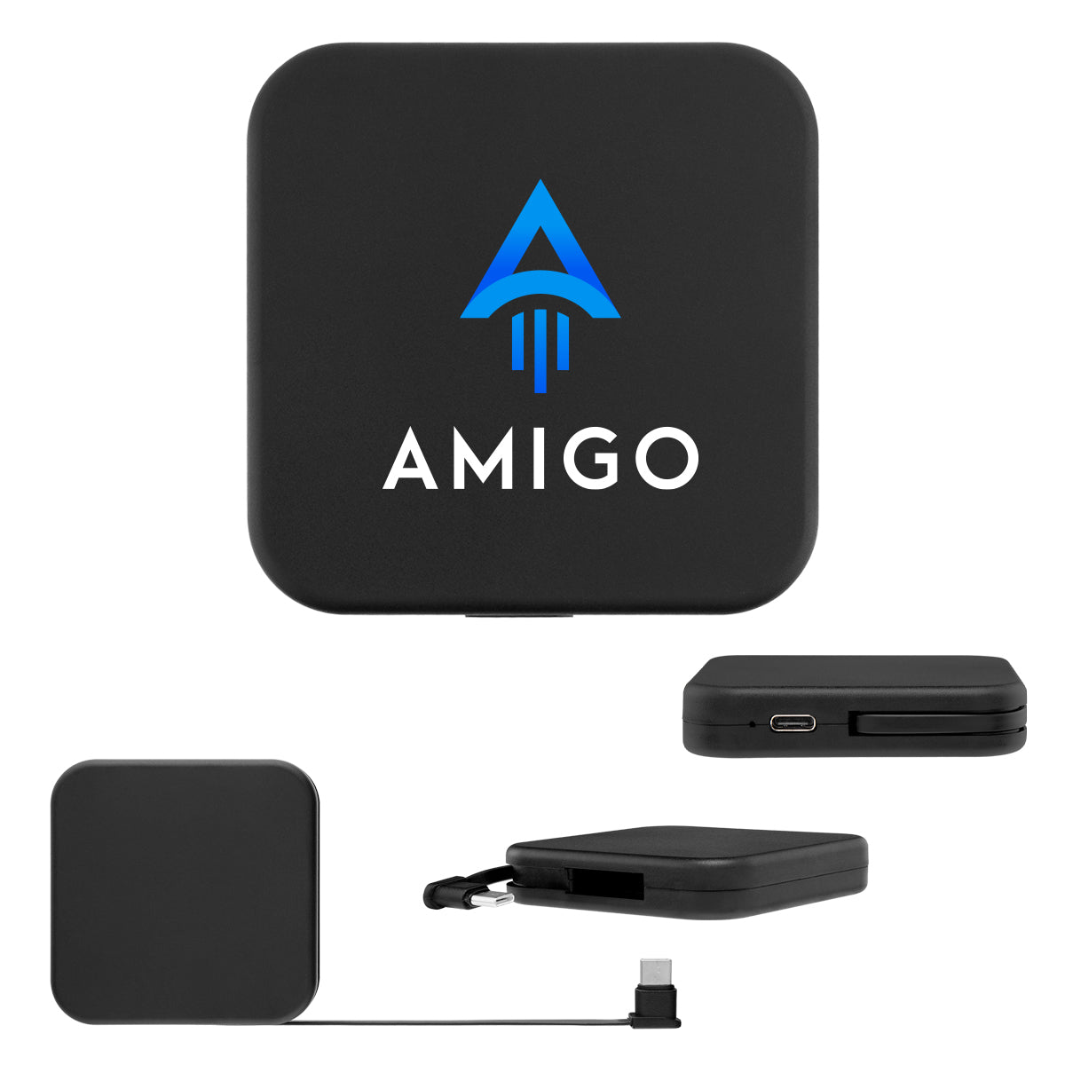 Mini Power Bank 1,200 mAh in Recycled ABS Full Color - Black - Full Color