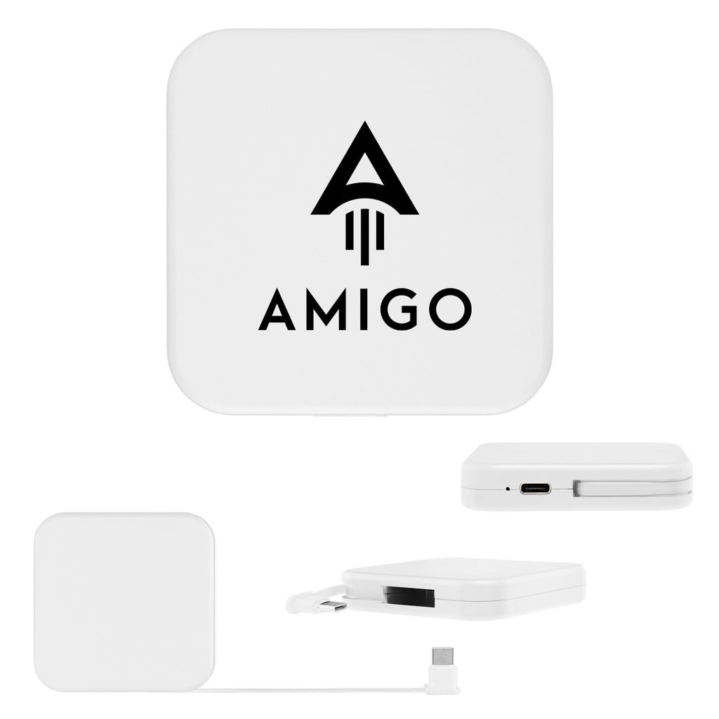 Mini Power Bank 1,200 mAh in Recycled ABS Full Color - White - Silk Screen