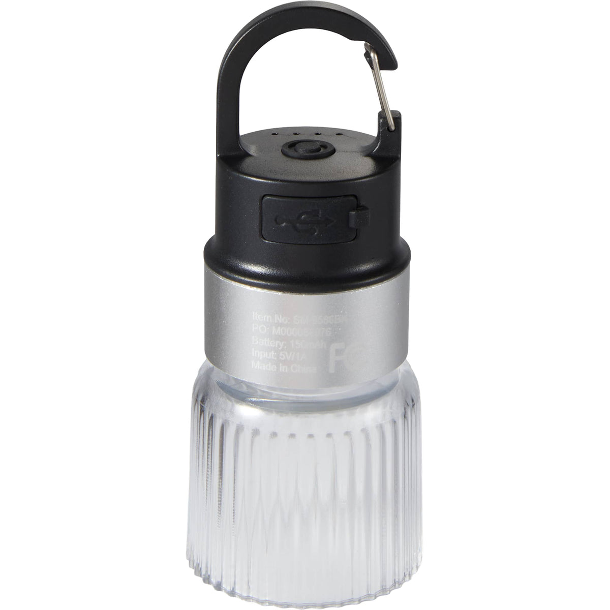 Mini Rechargeable Camping Lantern with Clip - Black - Back
