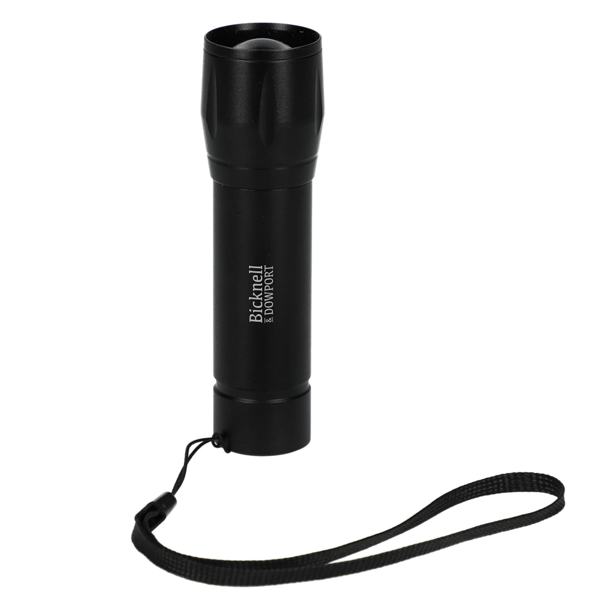 Mini Rechargeable Flashlight with Side Light, 50 Lumens - Black - Front