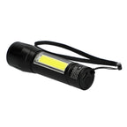 Mini Rechargeable Flashlight with Side Light, 50 Lumens - Black - Left Angle 2