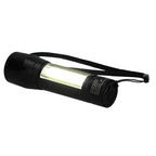 Mini Rechargeable Flashlight with Side Light, 50 Lumens - Black - Left Angle