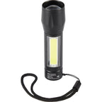 Mini Rechargeable Flashlight with Side Light, 50 Lumens Laser Engraving - Black - Back