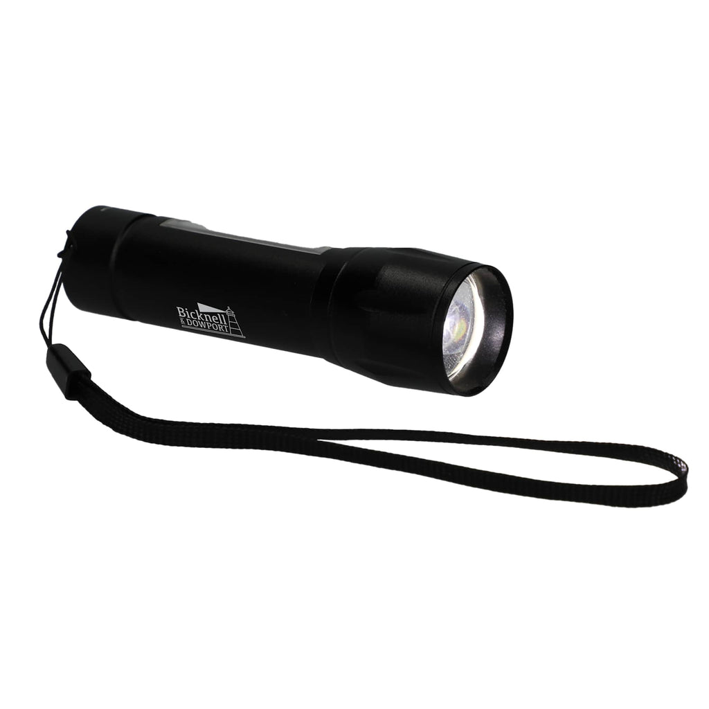 Mini Rechargeable Flashlight with Side Light, 50 Lumens Laser Engraving - Black - Right Angle 2