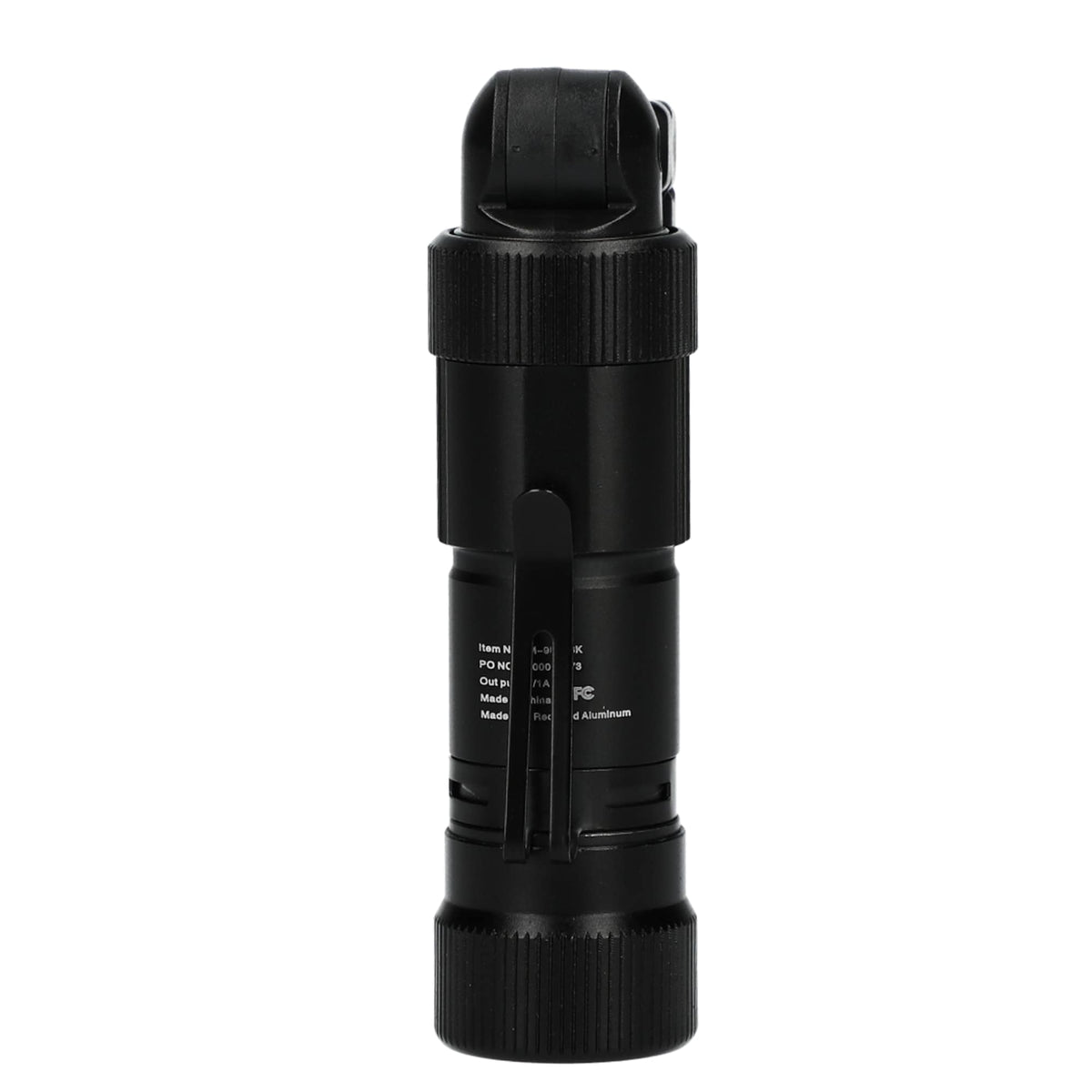 Mini Rechargeable Work Flashlight in Recycled Aluminum, 120 Lumens - Black - Back