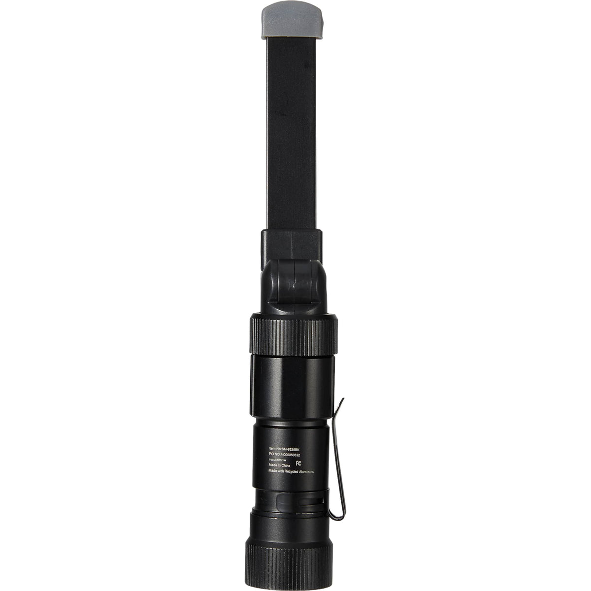 Mini Rechargeable Work Flashlight in Recycled Aluminum, 120 Lumens Laser Engraving - Black - Back 2