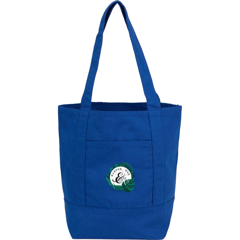 Mini Recycled Canvas Shopper with Front Pocket, 6 oz - Blue - Front