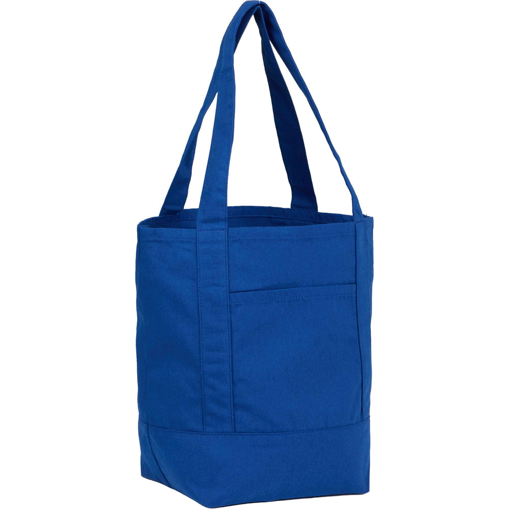 Mini Recycled Canvas Shopper with Front Pocket, 6 oz - Blue - Right Angle