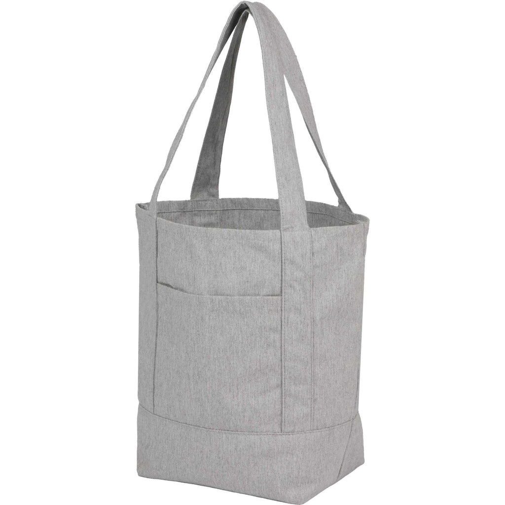 Mini Recycled Canvas Shopper with Front Pocket, 6 oz Embroidery - Gray - Left Angle