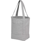 Mini Recycled Canvas Shopper with Front Pocket, 6 oz Embroidery - Gray - Left Angle
