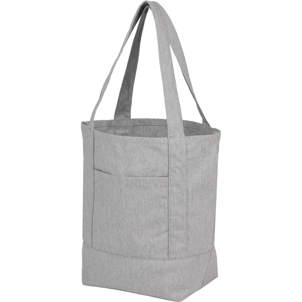 Mini Recycled Canvas Shopper with Front Pocket, 6 oz Embroidery - Gray - Left Angle