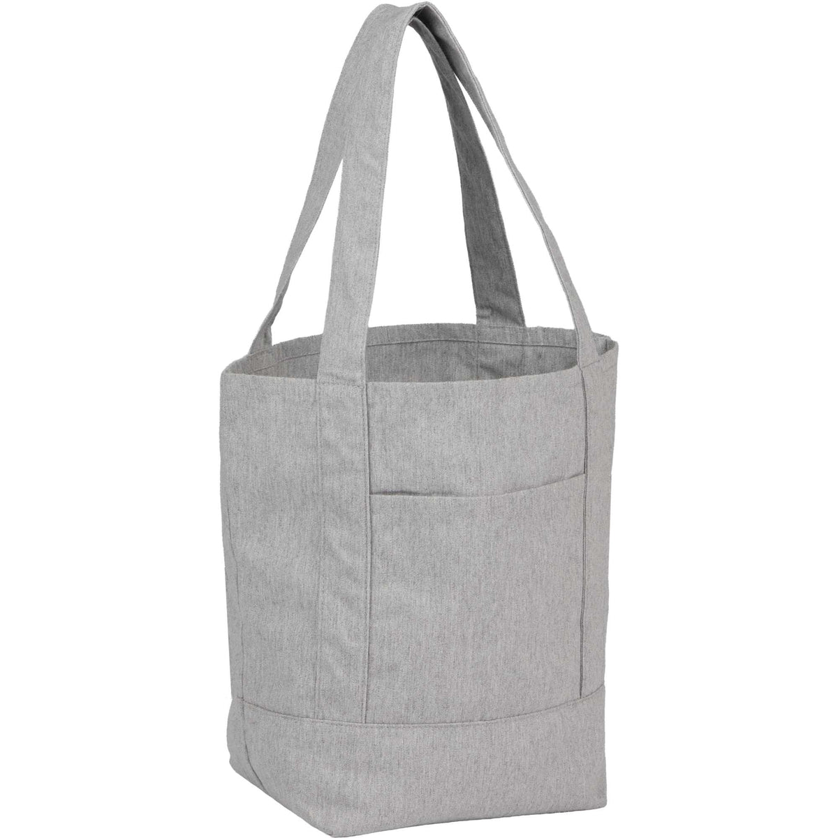 Mini Recycled Canvas Shopper with Front Pocket, 6 oz Embroidery - Gray - Right Angle