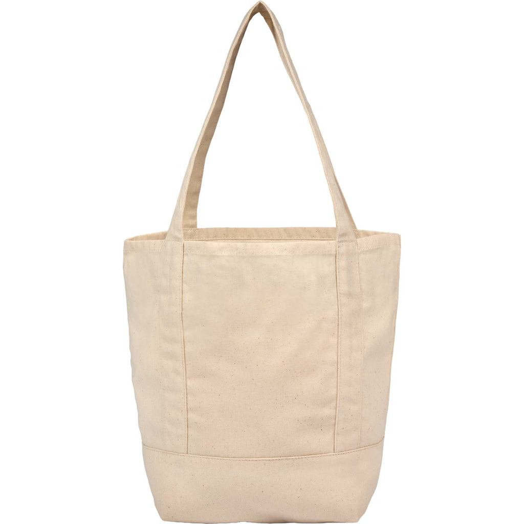Mini Recycled Canvas Shopper with Front Pocket, 6 oz Embroidery - Natural - Back
