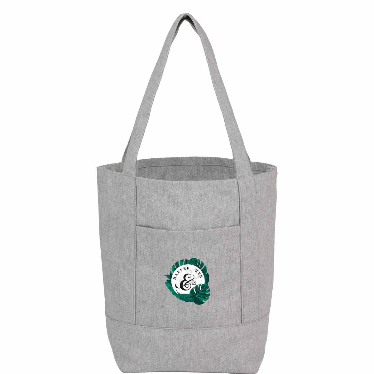 Mini Recycled Canvas Shopper with Front Pocket, 6 oz - Gray - Front