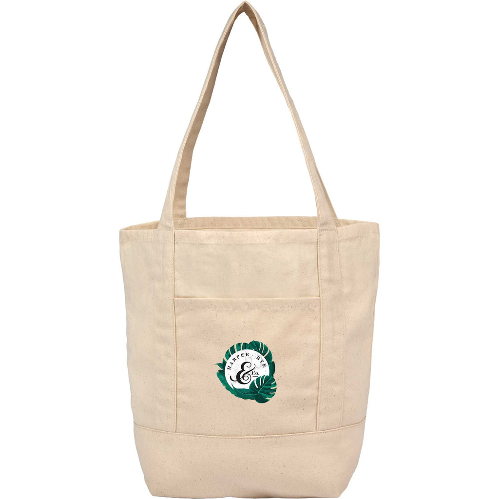 Mini Recycled Canvas Shopper with Front Pocket, 6 oz - Natural - Front