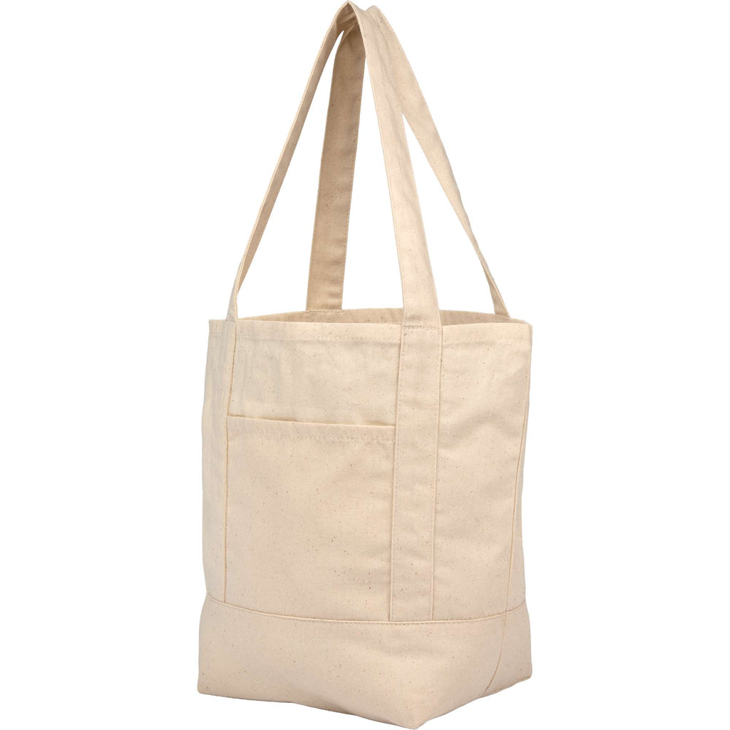 Mini Recycled Canvas Shopper with Front Pocket, 6 oz - Natural - Left Angle