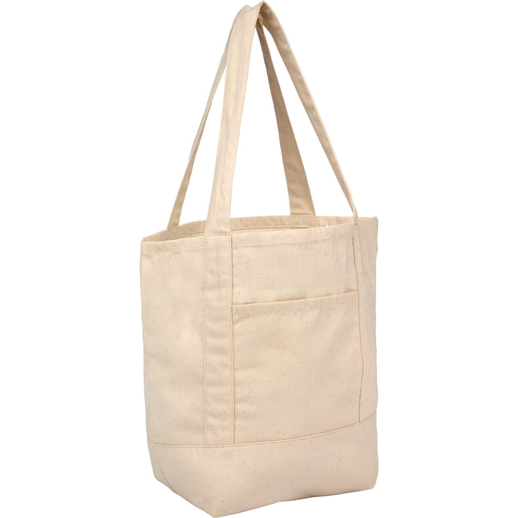 Mini Recycled Canvas Shopper with Front Pocket, 6 oz - Natural - Right Angle